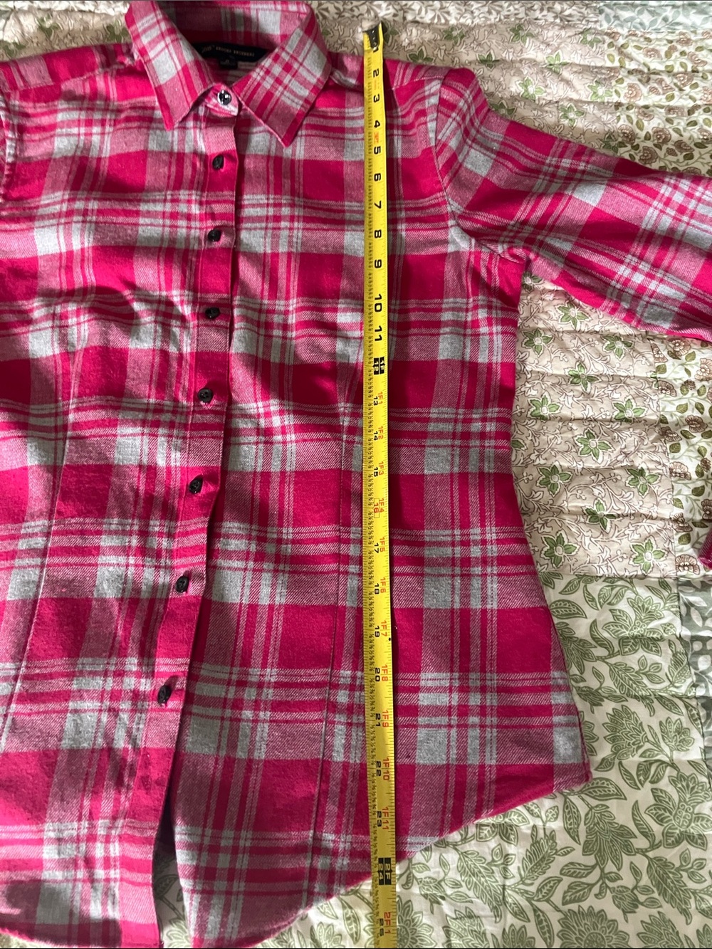 Brooks Brothers Pink &Gray Plaid Cotton Flannel Blouse collared Shirt EUC - Picture 5 of 7